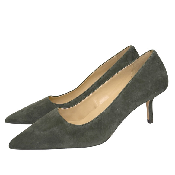 NEW ANN TAYLOR GREEN SUEDE LEATHER DAPHNE PUMPS HIGH HEELS SHOES SZ 7 - Picture 2 of 4